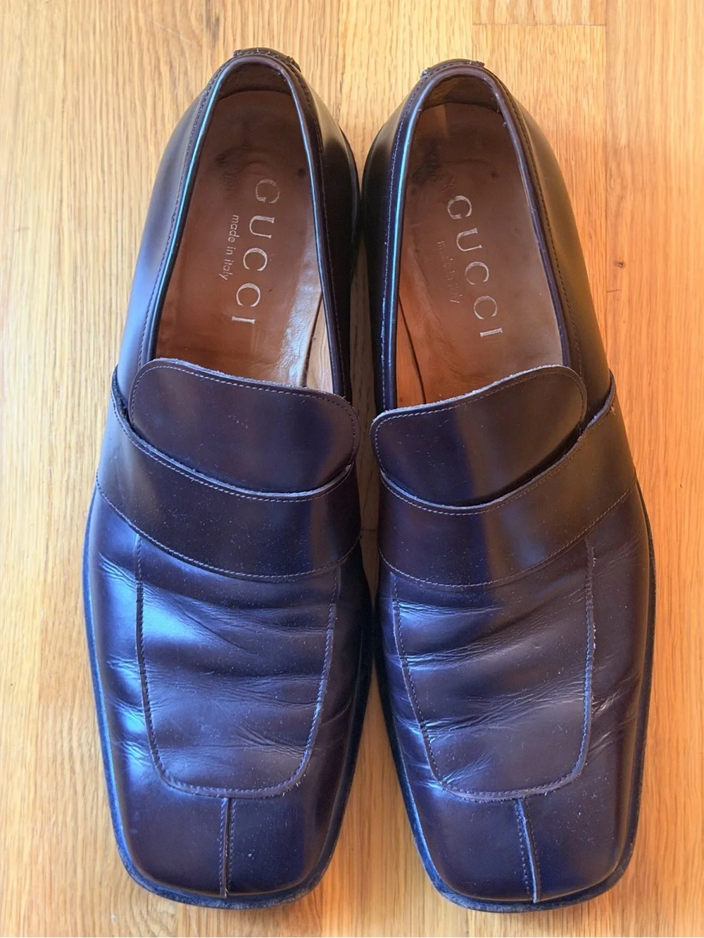 Gucci Men's Dark Brown Leather Penny Loafers